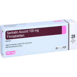Abbildung: Sertralin Accord 100 mg Filmtabletten 28 St, Filmtabletten PZN 13979020