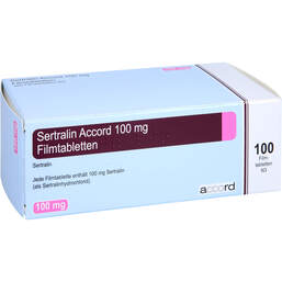 Abbildung: Sertralin Accord 100 mg Filmtabletten 100 St, Filmtabletten PZN 13979043