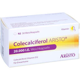 Abbildung: Colecalciferol Aristo 20.000 I.E. Weichkapseln 50 St, Weichkapseln PZN 13980402