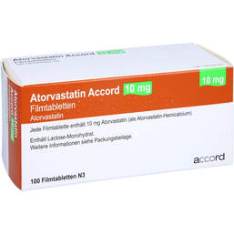 Abbildung: Atorvastatin Accord 10 mg Filmtabletten 100 St, Filmtabletten PZN 13980678
