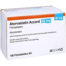 Abbildung: Atorvastatin Accord 40 mg Filmtabletten 100 St, Filmtabletten PZN 13980738