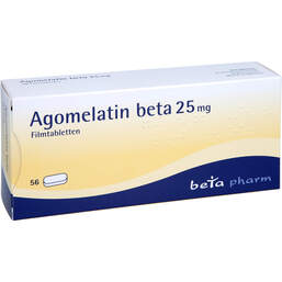 Abbildung: Agomelatin beta 25 mg Filmtabletten 56 St, Filmtabletten PZN 13982298