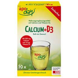 Abbildung: Apoday Calcium + D3 Zitrone-Limette zuckerfrei Pulver 10X5 g, Pulver PZN 14002190