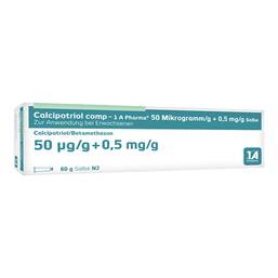 Abbildung: Calcipotriol comp-1A Pharma 50 µg / g + 0,5 mg / g Salbe 60 g, Salbe PZN 14016430