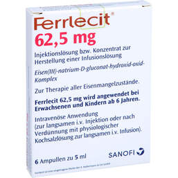 Abbildung: Ferrlecit 62,5 mg Ampullen 6X5 ml, Ampullen PZN 14017777