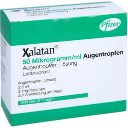 Abbildung: Xalatan 50 Mikrogramm / ml Augentropfen 3X2.5 ml, Augentropfen PZN 14018570