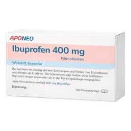 Abbildung: Aponeo Ibuprofen Filmtabletten 400 mg 50 St, Filmtabletten PZN 14028887