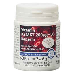 Abbildung: Vitamin K2 MK7 200 µg + D3 Kapseln 60 St, Kapseln PZN 14032759