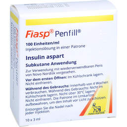 Abbildung: Fiasp 100 Einheiten / ml Injektionslösung i.e.Patrone 10X3 ml, Zylinderampullen PZN 14033374