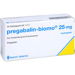 Abbildung: Pregabalin biomo 25 mg Hartkapseln 50 St, Hartkapseln PZN 14036243
