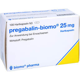 Abbildung: Pregabalin biomo 25 mg Hartkapseln 100 St, Hartkapseln PZN 14036266