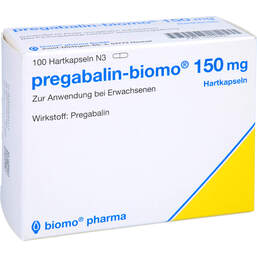 Abbildung: Pregabalin biomo 150 mg Hartkapseln 100 St, Hartkapseln PZN 14036421