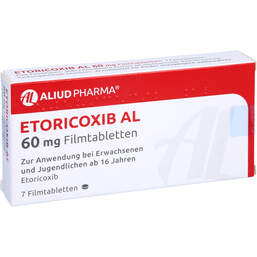 Abbildung: Etoricoxib AL 60 mg Filmtabletten 7 St, Filmtabletten PZN 14036556