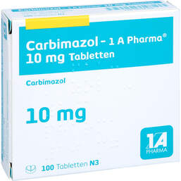 Abbildung: Carbimazol 1A Pharma 10 mg Tabletten 100 St, Tabletten PZN 14038348