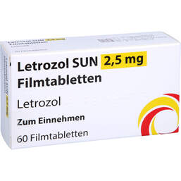 Abbildung: Letrozol Sun 2,5 mg Filmtabletten 60 St, Filmtabletten PZN 14039649