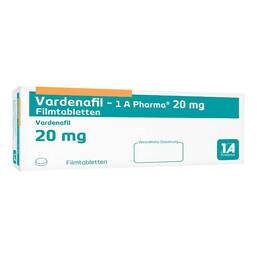 Abbildung: Vardenafil-1A Pharma 20 mg Filmtabletten 8 St, Filmtabletten PZN 14044923