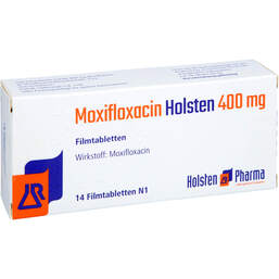 Abbildung: Moxifloxacin Holsten 400 mg Filmtabletten 14 St, Filmtabletten PZN 14046649