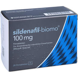 Abbildung: Sildenafil biomo 100 mg Filmtabletten 20 St, Filmtabletten PZN 14050177