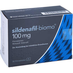 Abbildung: Sildenafil biomo 100 mg Filmtabletten 30 St, Filmtabletten PZN 14050208