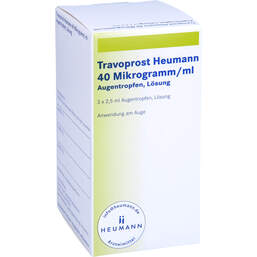 Abbildung: Travoprost Heumann 40 Mikrogramm / ml Augentropfen 3X2.5 ml, Augentropfen PZN 14053282
