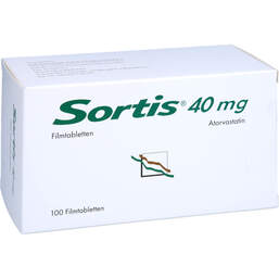 Abbildung: Sortis 40 mg Filmtabletten 100 St, Filmtabletten PZN 14055111