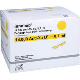 Abbildung: Innohep 14.000 Anti-Xa I.E. / 0,7 ml Fertigspritze 30X0.7 ml, Injektionslösung in einer Fertigspritze PZN 14055134