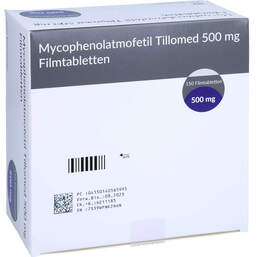 Abbildung: Mycophenolatmofetil Tillomed 500 mg Filmtabletten 150 St, Filmtabletten PZN 14056599