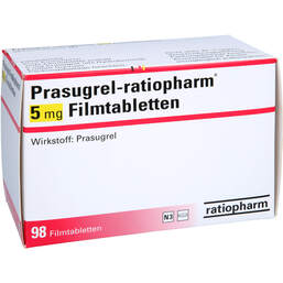 Abbildung: Prasugrel-ratiopharm 5 mg Filmtabletten 98 St, Filmtabletten PZN 14058090