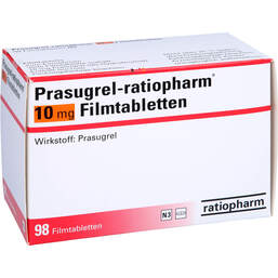 Abbildung: Prasugrel-ratiopharm 10 mg Filmtabletten 98 St, Filmtabletten PZN 14058115
