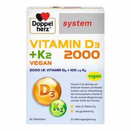 Abbildung: Doppelherz Vitamin D3 2000 + K2 system Tabletten Tabletten, 60 St PZN 14063814