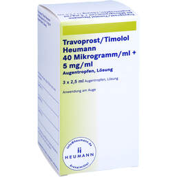 Abbildung: Travoprost / Timolol Heumann 40 µg / ml + 5 mg / ml Atr 3X2.5 ml, Augentropfen PZN 14063843