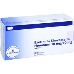 Abbildung: Ezetimib / Simvastatin Heumann 10 mg / 10 mg Tabletten 100 St, Tabletten PZN 14064185