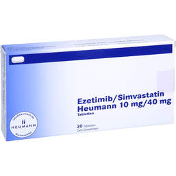 Abbildung: Ezetimib / Simvastatin Heumann 10 mg / 40 mg Tabletten 30 St, Tabletten PZN 14064222