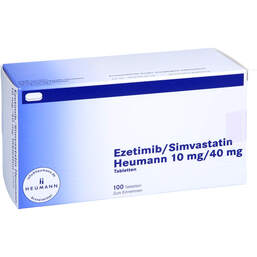 Abbildung: Ezetimib / Simvastatin Heumann 10 mg / 40 mg Tabletten 100 St, Tabletten PZN 14064239