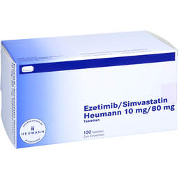 Abbildung: Ezetimib / Simvastatin Heumann 10 mg / 80 mg Tabletten 100 St, Tabletten PZN 14064251