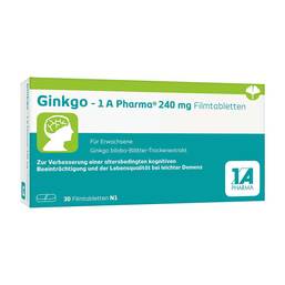 Abbildung: Ginkgo-1A Pharma 240 mg Filmtabletten Filmtabletten, 30 St PZN 14128873