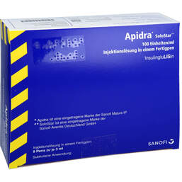 Abbildung: Apidra 100 E / ml Solostar Injektionslösung in einem Fertigpen 9X3 ml, Injektionslösung in einem Fertigpen PZN 14128933