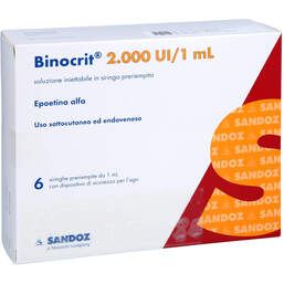 Abbildung: Binocrit 2.000 I.E. / 1 ml Injektionslösung in Fertigspritze  6X1 ml, Fertigspritzen PZN 14129074