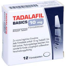 Abbildung: Tadalafil Basics 10 mg Filmtabletten 12 St, Filmtabletten PZN 14130947