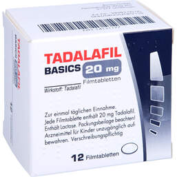 Abbildung: Tadalafil Basics 20 mg Filmtabletten 12 St, Filmtabletten PZN 14131177