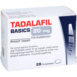 Abbildung: Tadalafil Basics 20 mg Filmtabletten 28 St, Filmtabletten PZN 14131266