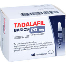Abbildung: Tadalafil Basics 20 mg Filmtabletten 56 St, Filmtabletten PZN 14131272