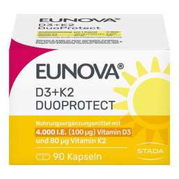 Abbildung: Eunova Duoprotect D3 + K2 4000 I.E. / 80 µg Kapseln Kapseln, 90 St PZN 14133561