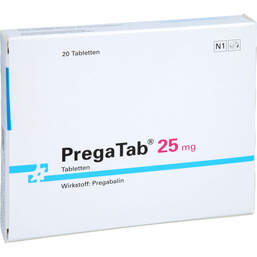 Abbildung: Pregatab 25 mg Tabletten 20 St, Tabletten PZN 14135608
