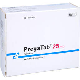 Abbildung: Pregatab 25 mg Tabletten 50 St, Tabletten PZN 14135614
