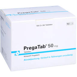 Abbildung: Pregatab 50 mg Tabletten 100 St, Tabletten PZN 14135689
