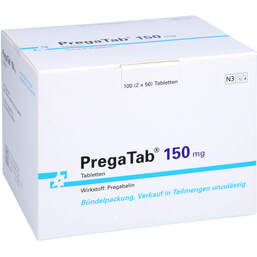 Abbildung: Pregatab 150 mg Tabletten 100 St, Tabletten PZN 14135784