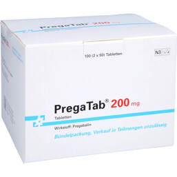 Abbildung: Pregatab 200 mg Tabletten 100 St, Tabletten PZN 14135815