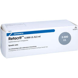 Abbildung: Retacrit 5.000 I.E. / 0,5 ml Injektionslösung i.e.FS mit Si.System 6 St, Fertigspritzen PZN 14136105