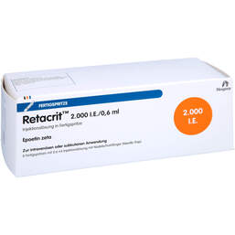 Abbildung: Retacrit 2.000 I.E. / 0,6 ml Injektionslösung i.e.FS mit Si.System 6 St, Fertigspritzen PZN 14136140